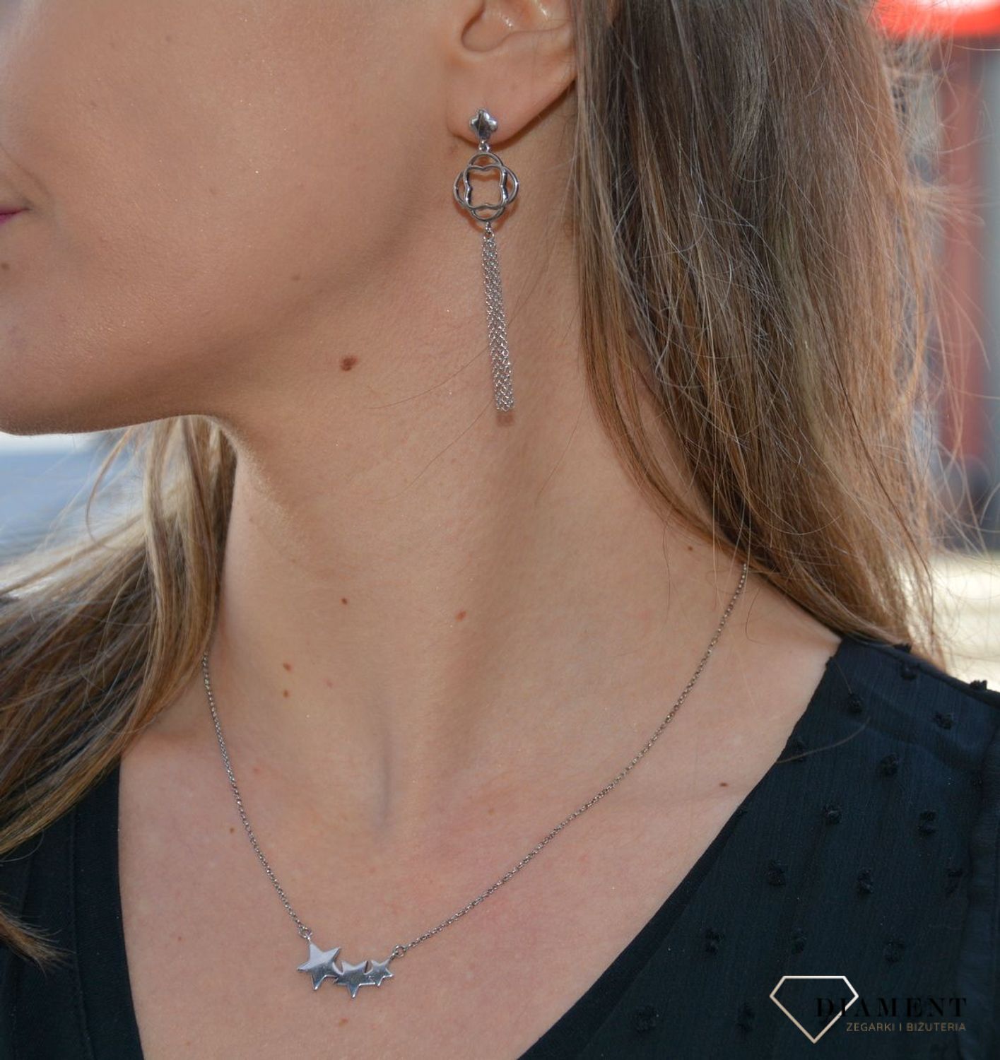 Kolczyki srebrne wiszące z koniczyną z kolekcji MAROCCO DZK383 MRC Rd.jpg